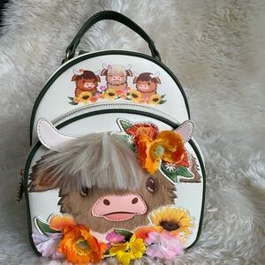 BoxLunch Exclusive Highland Cow Floral Mini Backpack